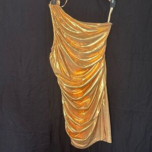 Gold Metallic Mini Dress - Large